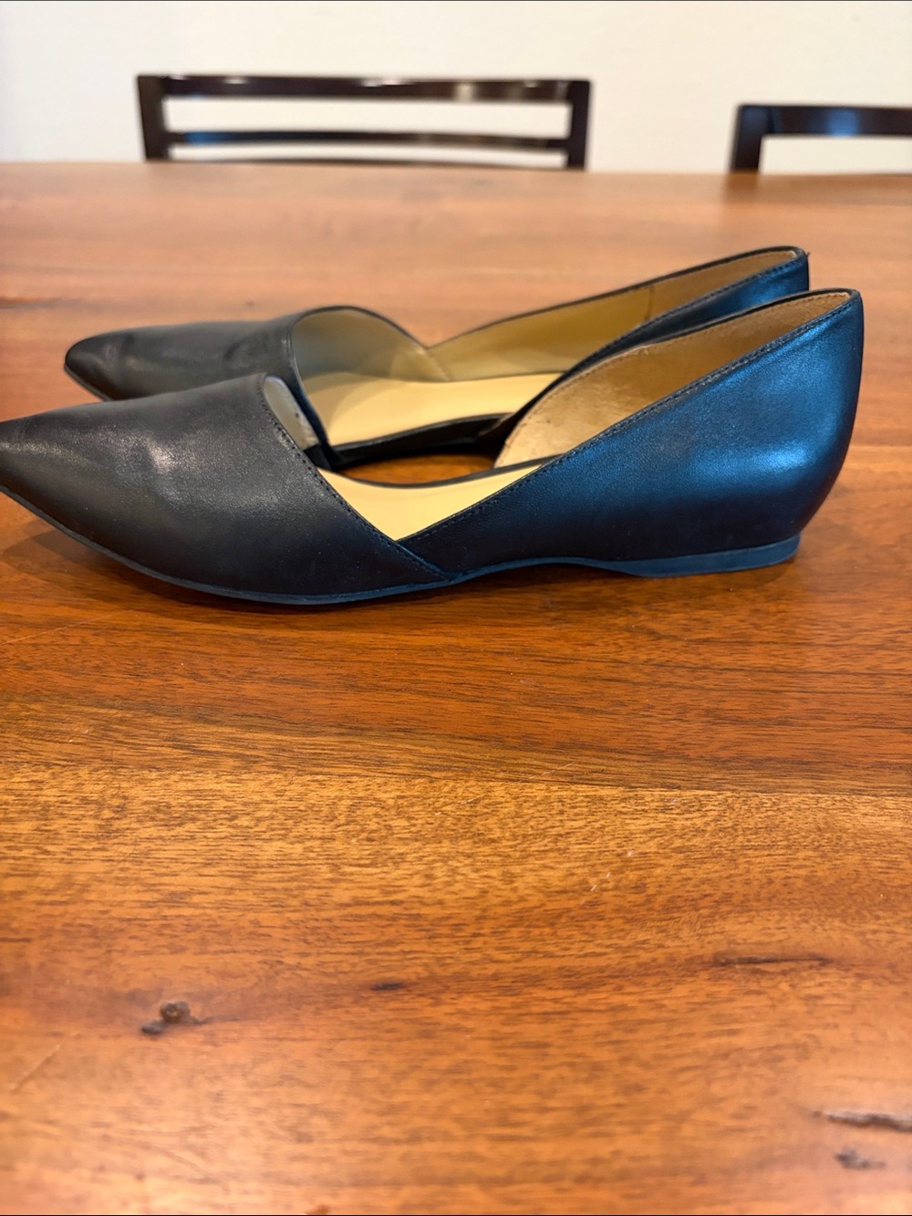 Naturalizer Black Pointed D'Orsay Leather Flats - Picture 2 of 10